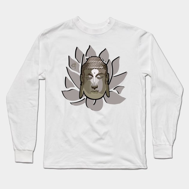 Buddha & Lotus Long Sleeve T-Shirt by GR8DZINE
